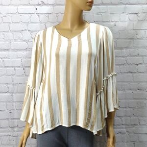 Maurices Large white and tan striped flowy blouse